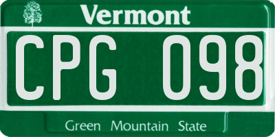 VT license plate CPG098