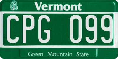 VT license plate CPG099