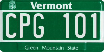VT license plate CPG101
