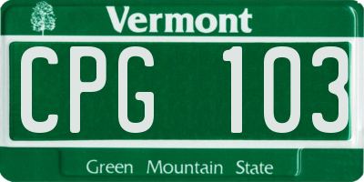 VT license plate CPG103