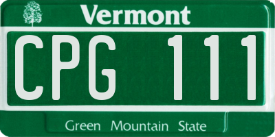 VT license plate CPG111