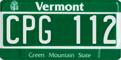 VT license plate CPG112