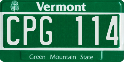 VT license plate CPG114