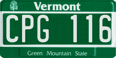 VT license plate CPG116