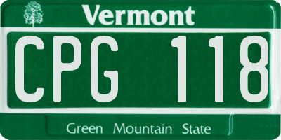 VT license plate CPG118