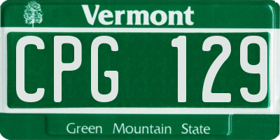 VT license plate CPG129