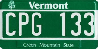 VT license plate CPG133