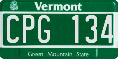VT license plate CPG134
