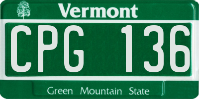 VT license plate CPG136