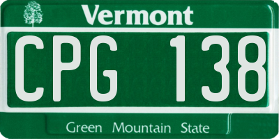 VT license plate CPG138