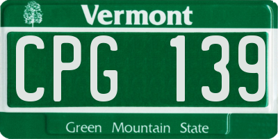 VT license plate CPG139