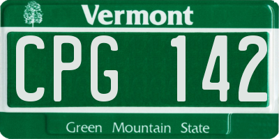 VT license plate CPG142