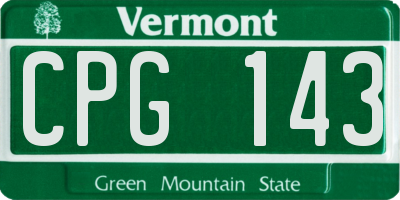 VT license plate CPG143