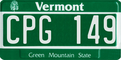 VT license plate CPG149