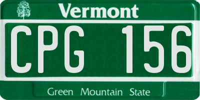 VT license plate CPG156