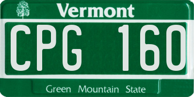 VT license plate CPG160