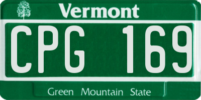 VT license plate CPG169
