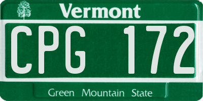 VT license plate CPG172