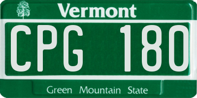 VT license plate CPG180