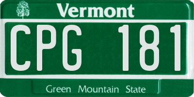 VT license plate CPG181