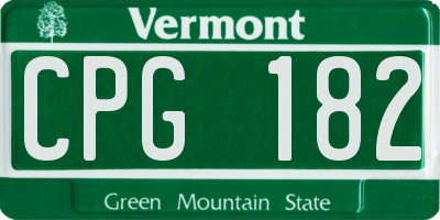 VT license plate CPG182