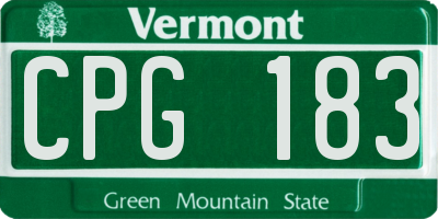 VT license plate CPG183