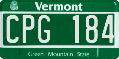 VT license plate CPG184