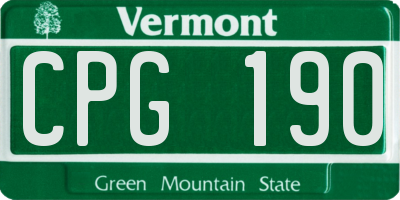 VT license plate CPG190