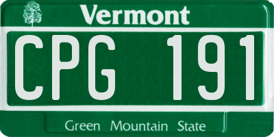 VT license plate CPG191