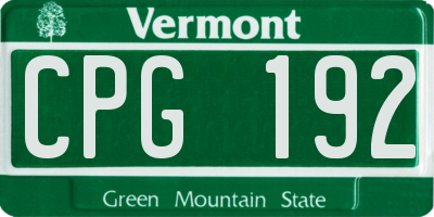 VT license plate CPG192