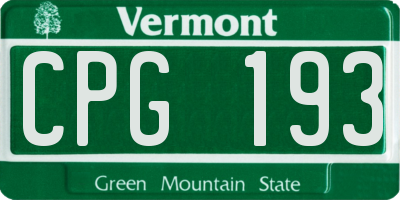 VT license plate CPG193