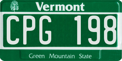 VT license plate CPG198