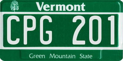 VT license plate CPG201