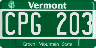 VT license plate CPG203