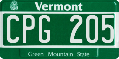VT license plate CPG205