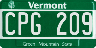 VT license plate CPG209