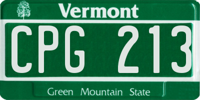 VT license plate CPG213