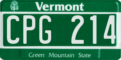 VT license plate CPG214