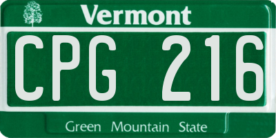 VT license plate CPG216