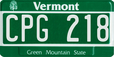 VT license plate CPG218
