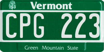 VT license plate CPG223