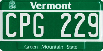 VT license plate CPG229