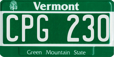 VT license plate CPG230