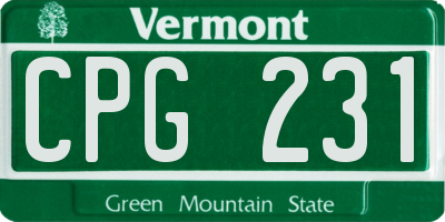 VT license plate CPG231