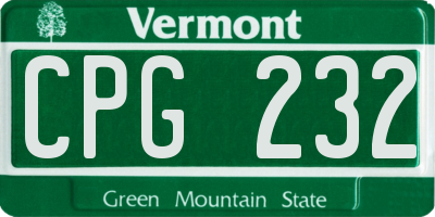 VT license plate CPG232