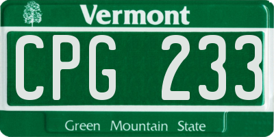 VT license plate CPG233