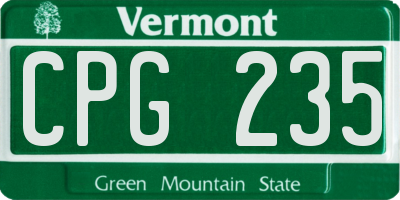 VT license plate CPG235