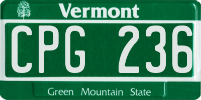 VT license plate CPG236