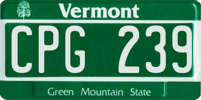 VT license plate CPG239