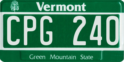 VT license plate CPG240